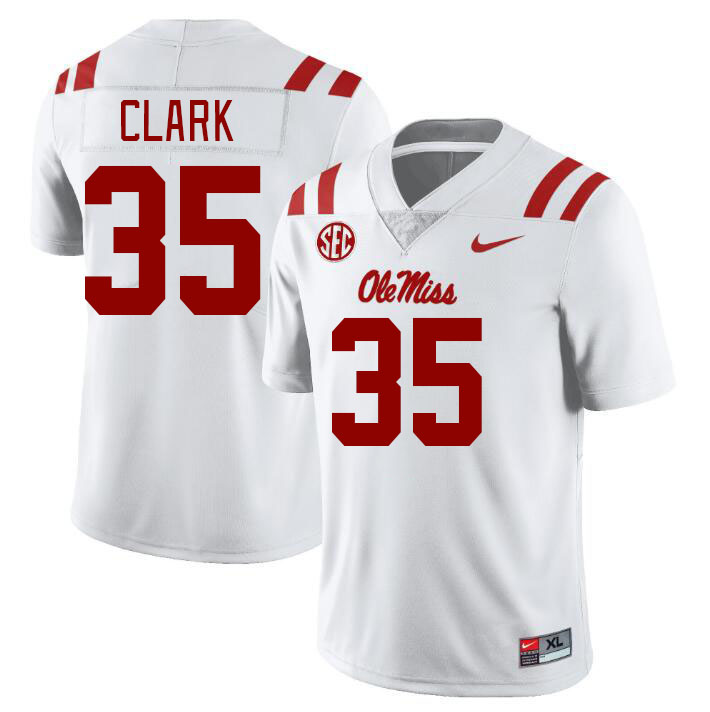 Men #35 Cam Clark Ole Miss Rebels College Football Jerseys Stitched-White